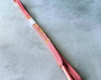 Japanese Silk Kumihimo Obijime Cord – Dusty Rose Pink & Gold