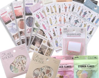 DAISO Oshikatsu Sticker Bundle 15 Sheets Kawaii Fashion OOTD Fan Deco Japan