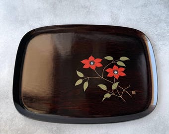 Vintage 1970s Japanese Lacquerware Tray Shoji Tsuji | Kagawa Makie Raden Tea Ceremony Art