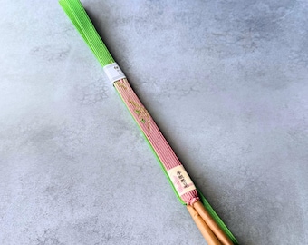 Japanese Silk Kumihimo Obijime Cord – Spring Green, Blush Pink & Gold