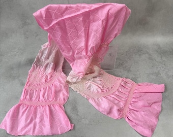 Japanese Silk Shibori Obiage – Pink Ombré with Geometric Pattern