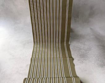 Japanese Olive Green Striped Obi Fabric Bolt | Pre-Owned Rayon, 22 × 308 cm