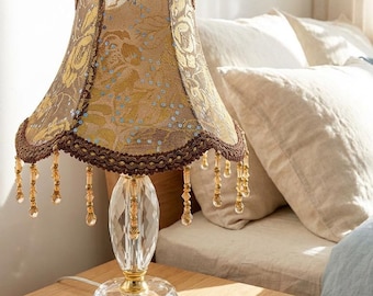 Pantalla de lámpara floral, pantalla de lámpara con borlas y cuentas, pantalla de lámpara con borlas, pantalla de lámpara bohemia, funda de tela para pantalla de lámpara, pantalla de lámpara barroca, pantalla de lámpara colgante
