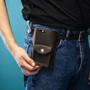 Leather belt pouch, Phone holster for belt, Leather phone case for belt, Mens leather belt bag, Belt wallet holster, Leather utility pouch