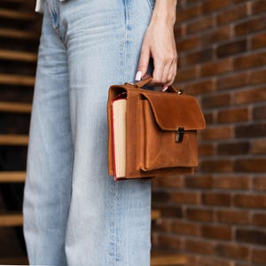 Cartable en cuir, sac à main en cuir, cadeau pour amoureux des livres, sac à main en cuir, cartable avec bandoulière, organiseur de livre en cuir