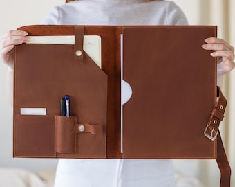 Portafolio de cuero A4, Organizador de negocios de cuero, Portafolio de cuero A5, Portafolio de cuero personalizado, Portafolio de cuero grande