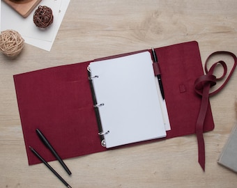 Funda de cuero para carpeta, agenda A5, funda de 3 anillas, carpeta de 6 anillas, funda de carpeta A5, diario de cuero rellenable, carpeta de cuero A6