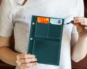 Inserto de carpeta de cuero, inserto de carpeta A5, inserto de agenda de bolsillo, inserto de diario A5, tarjetero para planificador, bolsillo de almacenamiento para planificador