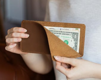 Funda de cuero para dinero, Sobre de cuero para efectivo, Funda para efectivo, Monedero tipo sobre para efectivo, Sobre personalizado para dinero, Sobre minimalista para efectivo