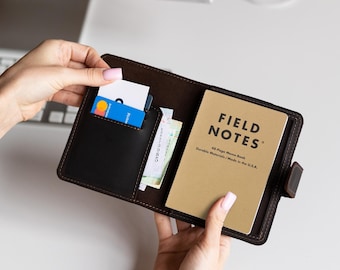 Funda de cuero para Field Notes, billetera para Field Notes, funda de cuero para libreta de bolsillo, funda para Field Notes, funda para diario Field Notes, libreta de bolsillo
