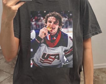 Jack Hughes Retro Hockey Graphic Tee, Classic Game Day T-Shirt