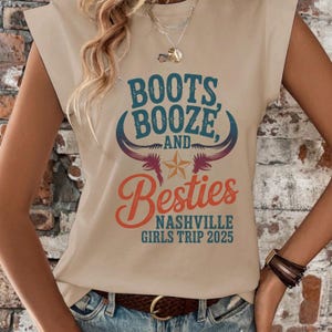 Nashville Girls Trip PNG Western Bachelorette Shirt Design Cowgirl Birthday Graphic Boots Booze Besties Party Squad Sublimation