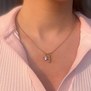 Dainty Initial Birthstone Necklace, Personalized Letter Necklace, Birthstone Jewelry, Birthday Gift, Custom Name Jewelry,  Custom Necklace