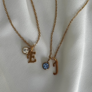 Dainty Initial Birthstone Necklace, Personalized Letter Necklace, Birthstone Jewelry, Birthday Gift, Custom Name Jewelry, Custom Necklace