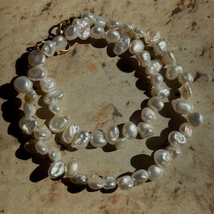 Baroque pearl necklace, boho bridal jewelry, Pearl jewelry, Pearl Bridal necklace, Natural Freshwater Pearl Choker, Pearl choker necklace
