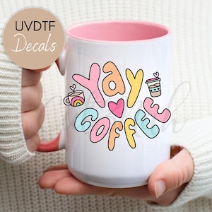 Coffee Lover UVDTF Decal: Waterproof Cup Sticker, No Heat Needed