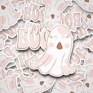 I&#39;m Boo Fall Die Cut Sticker Magnet Fall Ghost Waterproof Decal For Halloween Glossy Sticker With Girly Ghost Sticker For Fall Cute Ghost