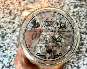 UVDTF Cup Care Sticker: 16oz Libbey Glass, Waterproof Decal