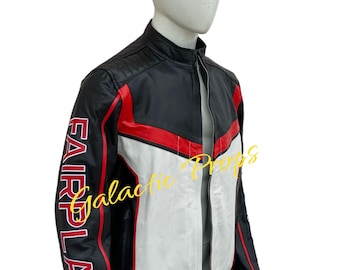 Futuristic Vigilante Style Leather Jacket | Tech Hero Inspired Cosplay Coat | Custom Sci-Fi Costume Outerwear