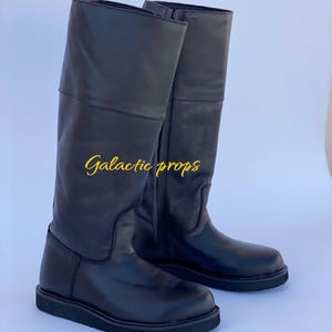 Transport Security Officer Leather Cosplay Boots | Custom Sci-Fi Tactical Footwear | Black Patrol Combat Costume Boots