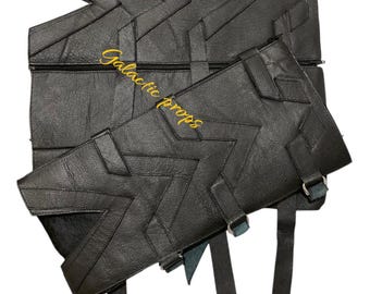 Baylan Skoll wrap Schwarze Leder Beingamaschen für Star Wars Cosplay, Jedi inspirierte Wraps