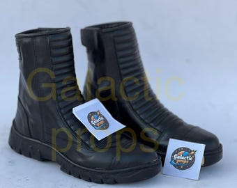Black Fallout Leather Cosplay Short Boots – Post-Apocalyptic Style | Handmade for Wasteland Wanderers & Cosplayers