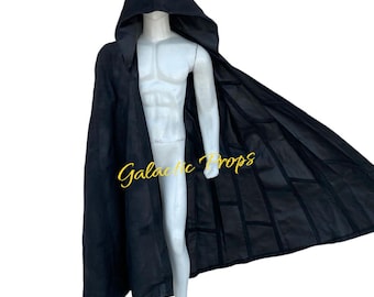 Kylo Ren waxed leather cape, Star Wars TROS cosplay cloak, Sith dark side costume,
