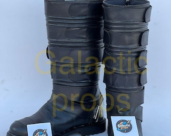 Starkiller Black Leather Sci-Fi Cosplay Boots: Elite Force Assassin Footwear