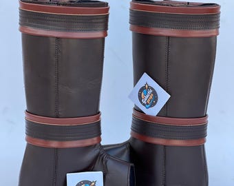 Bo-Katan Leather Cosplay Leg Wraps | Mandalorian Armor Costume Accessories | Star Wars Inspired Gear