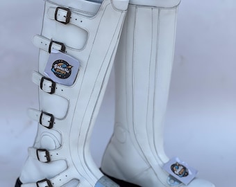 Battlestar Galactica 1978 White Leather Cosplay Boots – Colonial Warrior Sci-Fi Costume Shoes
