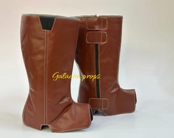 Boba Fett Leather Cosplay Leg Wraps – Handmade Star Wars Bounty Hunter Armor, Weathered Gaiters