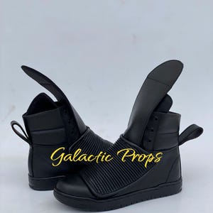 Black Tactical Leather Cosplay Boots | Elite Space Trooper Style Boots | Custom Sci-Fi Combat Footwear | Handmade Leather Costume Boots