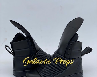 Handmade black Death trooper leather tactical boots, sci-fi cosplay costume, space hero footwear