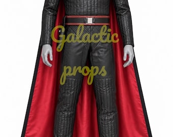 Moff Gideon Cosplay Costume | Black Leather Suit, Cape, Belt (Handmade)