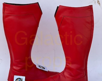 Handmade New Red Superhero Cosplay Boots: Custom Knee-High Hero Costume