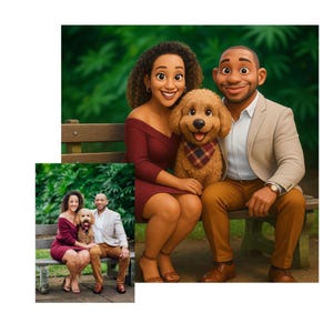 Ritratto di animazione 3D personalizzato, famiglia 3D personalizzata pixar, ritratto 3D di cartoni animati, ritratto da foto