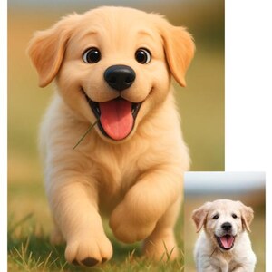Custom Cartoon Pet Drawing – Pixar Style Dog & Cat Illustration