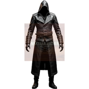 Gothic Black Trench Coat - Steampunk Warrior Leather Coat - Dark Knight Long Leather Coat - Handcrafted Gothic Leather Coat