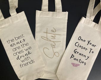 Bolsa de vino personalizada para regalar / Anfitriona, Jubilación, Para cualquier ocasión / Regalo divertido / Bolsa de tela para vino / Regalo para amigos