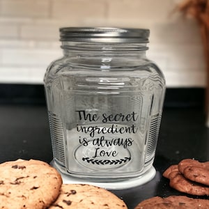 The Secret Ingredient is Love Cookie Jar | Personalized Cookie Jar | Wedding Gift | Glass Cookie Jar | Mothers Day Gift | Anniversary Gift