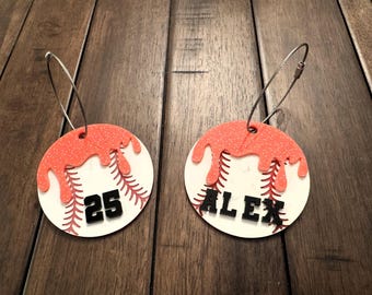 Respect the Drip Baseball Bag Tag | Baseball Ice Cream Drip | Baseball Bag Tag  Personalized Baseball Bag Tag | Backpack Keychain | The Drip