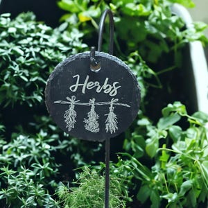 Herb Garden Custom Engraved Garden Sign | Slate Garden Sign | Mother&#39;s Day Gift | Slate Garden Marker | Plant Stake | Herbs Garden Plaque
