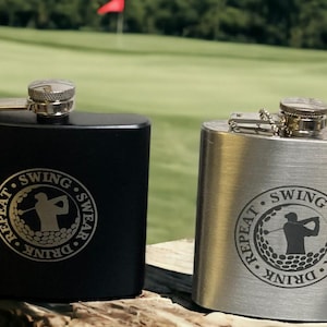 Golf Flask | Engraved Flask | Personalized Flask | Custom Flask | Birthday Gift for Him | Funny Golf Flask | Engraved Gifts | Father&#39;s Day