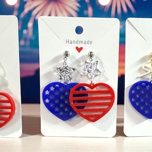 Patriotic Earrings | 4th of July Earrings | USA Pride Earrings | Red White and Blue Earrings | Independence Day Earrings | Stars and Stripes