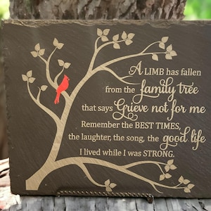A Limb Has Fallen Cardinal Memorial Stone Bereavement Gift | Sympathy Gift | Remembrance | Slate Garden Stone | Loss of Loved One