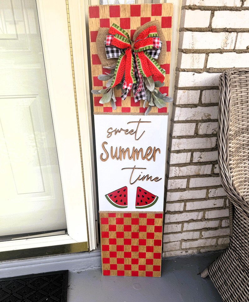Summertime Sign Sweet Summertime Porch Leaner • Summer Porch Sign • Watermelon Porch ...