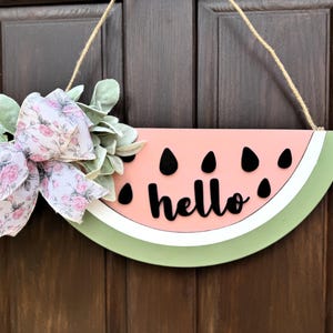 Watermelon Door Hanger | Wood Doorhanger | Wood Sign | Watermelon Sign | Summer Porch Decor | Farmhouse Decor | Summer Outdoor Decor