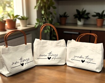 Gepersonaliseerde canvas draagtas | Mimi, oma, oma-tas | Omacadeau | Gepersonaliseerd cadeau voor oma | Oma als cadeau | Moederdagcadeau