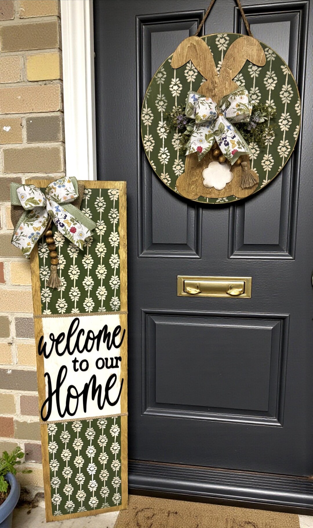 Farmhouse Easter Porch Decor | Farmhouse Welcome Sign | Rustic Porch ...