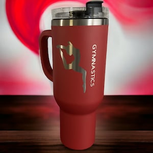 Gymnastic Tumbler with Handle | Custom Engraved Tumbler | Personalized Tumbler | Girl Christmas Gift | Girl Birthday Gift | Gymnastics |40oz